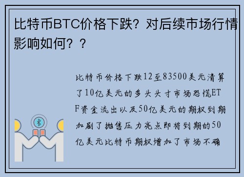 比特币BTC价格下跌？对后续市场行情影响如何？？